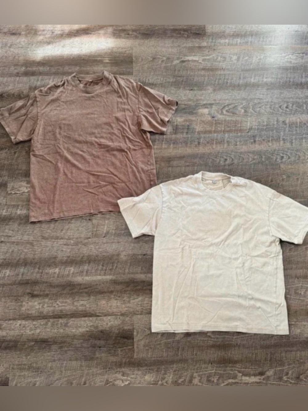 Crew Neck T-Shirt - Brown and Cream